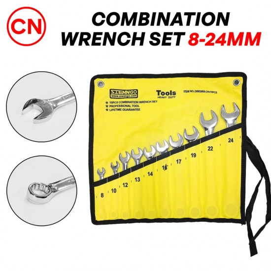 CN 'SIENNGO' Heavy Duty 10PCS Combination Wrench Spanner Set 8MM-24MM CN 'SIENNGO' Heavy Duty 10PCS Combination Wrench Spanner Set 8MM-24MM