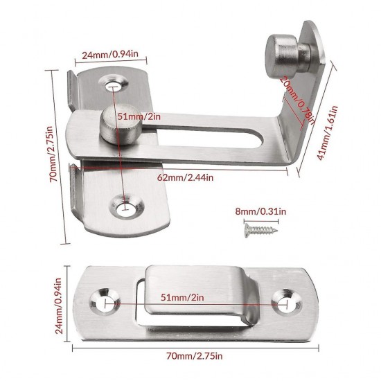 CN Stainless Steel 90-Degree Right Angle Door Latch Safety Swivel Bolt L-Shape CN Stainless Steel 90-Degree Right Angle Door Latch Safety Swivel Bolt L-Shape