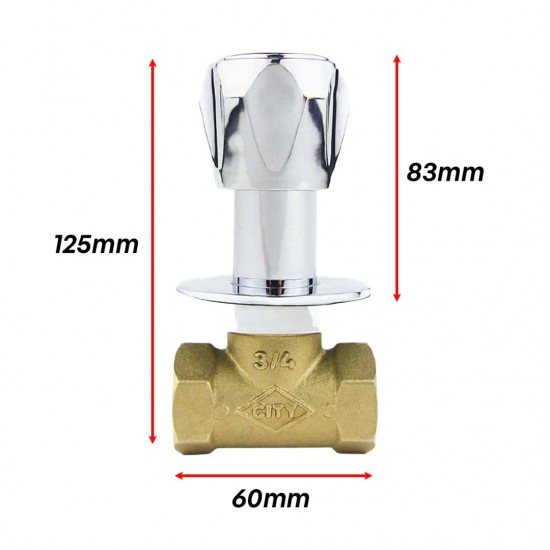 City Forging Brass Concealed Stop Cock (Diamond Handle) 3/4''