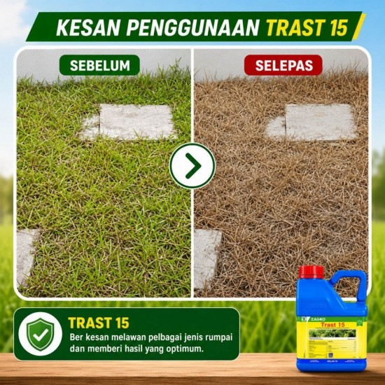 4L Trast 15 Racun Rumput Racun Rumpai Racun Lalang Glufosinate Ammonium 13.5% (Kelas III) 4L Trast 15 Racun Rumput Racun Rumpai Racun Lalang Glufosinate Ammonium 13.5% (Kelas III)