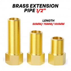 Brass Extension Pipe Fittings 1/2'' (D) x 50MM/ 75MM/ 100MM (L)