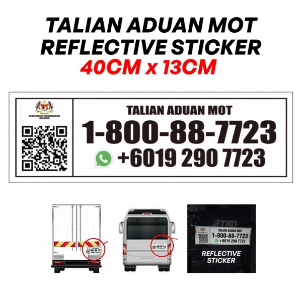 Reflective Sticker Talian Aduan MOT (Ministry of Transport Malaysia ...