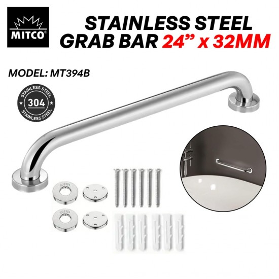 Mitco MT394B Stainless Steel Grab Bar Toilet 24'' (L) x 32MM (D) Mitco MT394B Stainless Steel Grab Bar Toilet 24'' (L) x 32MM (D)