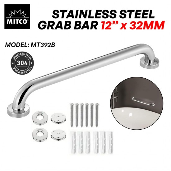 Mitco MT393B Stainless Steel Grab Bar Toilet 12'' (L) x 32MM (D) Mitco MT393B Stainless Steel Grab Bar Toilet 12'' (L) x 32MM (D)