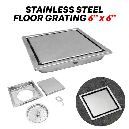 Protech HD Stainless Steel 304 Floor Grating Bathroom 6'' x 6'' (Square 6) Protech HD Stainless Steel 304 Floor Grating Bathroom 6'' x 6'' (Square 6)