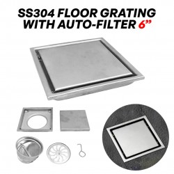 Protech HD Stainless Steel 304 Floor Grating Bathroom 6'' x 6'' With Auto-Filter (Square 6-AF)