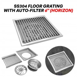 Protech HD Stainless Steel 304 Floor Grating Bathroom 6'' x 6'' With Auto-Filter (Horizon 6-AF)