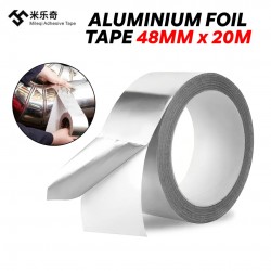 Mileqi Single Sided Aluminium Foil Duct Tape Waterproof Strong Adhesive 2'' 48MM (W) x 20M (L) x 0.1MM (T) - Silver