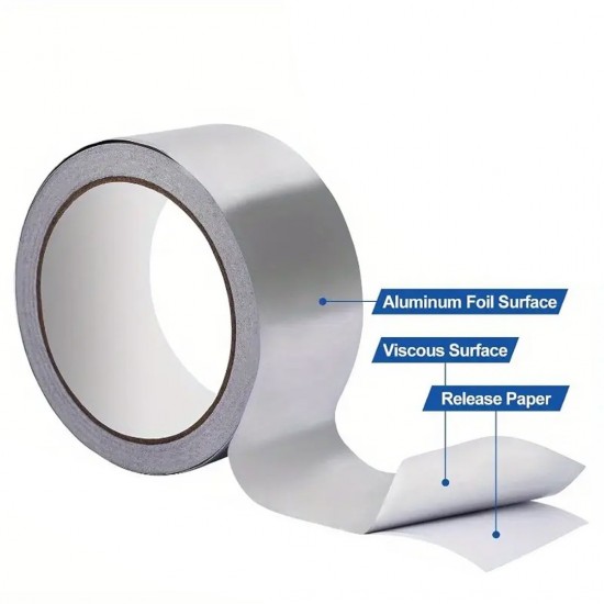 Mileqi Single Sided Aluminium Foil Duct Tape Waterproof Strong Adhesive 2'' 48MM (W) x 20M (L) x 0.1MM (T) - Silver Mileqi Single Sided Aluminium Foil Duct Tape Waterproof Strong Adhesive 2'' 48MM (W) x 20M (L) x 0.1MM (T) - Silver