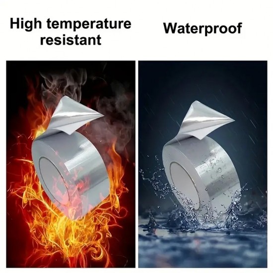 Mileqi Single Sided Aluminium Foil Duct Tape Waterproof Strong Adhesive 2'' 48MM (W) x 20M (L) x 0.1MM (T) - Silver Mileqi Single Sided Aluminium Foil Duct Tape Waterproof Strong Adhesive 2'' 48MM (W) x 20M (L) x 0.1MM (T) - Silver
