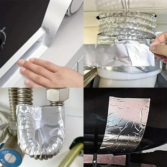 Mileqi Single Sided Aluminium Foil Duct Tape Waterproof Strong Adhesive 2'' 48MM (W) x 20M (L) x 0.1MM (T) - Silver Mileqi Single Sided Aluminium Foil Duct Tape Waterproof Strong Adhesive 2'' 48MM (W) x 20M (L) x 0.1MM (T) - Silver