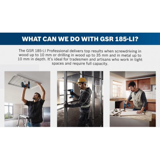 Bosch GSR 185-LI Cordless Brushless Drill/Driver 18V 2.0Ah (06019K30L2)