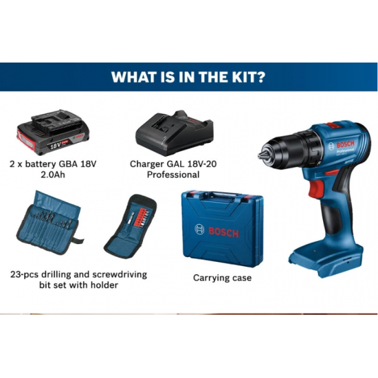 Bosch GSR 185-LI Cordless Brushless Drill/Driver 18V 2.0Ah (06019K30L2)