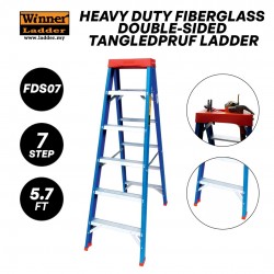 Winner FDS07 Heavy Duty Fiberglass Double-Sided TanglePruf Ladder 7 Step 1.74M/5.7FT
