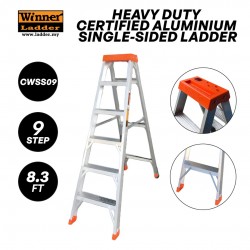 Winner CWSS09 Heavy Duty Certified Aluminium Single-Sided Ladder 9 Step 2.53M/8.3FT