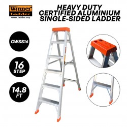 Winner CWSS16 Heavy Duty Certified Aluminium Single-Sided Ladder 16 Step 4.51M/14.8FT