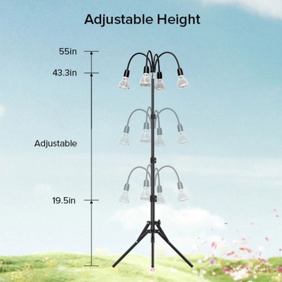 SANSI 30W x 4PCS LED Grow Light Bulb 4000K Daylight Full Spectrum E27 With 360° Adjustable Gooseneck + Tripod Stand
