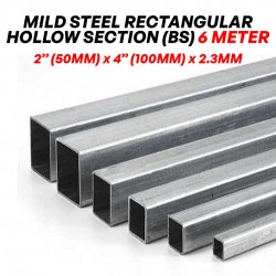Mild Steel Rectangular Hollow Section 50MM 2'' (W) x 100MM 4'' (H) x 2.3MM (T) x 6.0M (L) - BS