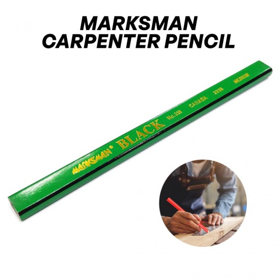 Marksman Carpenter Pencil Black Carbon #338 13MM (W) x 176MM (L) - 1PC Marksman Carpenter Pencil Black Carbon #338 13MM (W) x 176MM (L) - 1PC