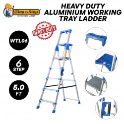 Step by Step WTL06 Heavy Duty Aluminium Working Tray Ladder 6 Step 5.0FT