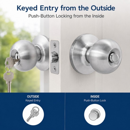 CYH "SUICCO" CYCL-V5871SS/ET Stainless Steel Cylindrical Door Knob Lockset CYH "SUICCO" CYCL-V5871SS/ET Stainless Steel Cylindrical Door Knob Lockset