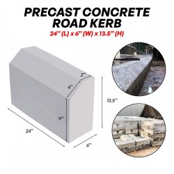 Precast Concrete Road Kerb 24'' (L) x 6'' (W) x 13.5'' (H)