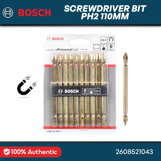 Bosch 10PCS Gold Magnetic Screwdriver Bits PH2-110mm - 2608521043 Bosch 10PCS Gold Magnetic Screwdriver Bits PH2-110mm - 2608521043