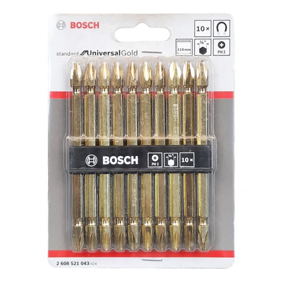 Bosch 10PCS Gold Magnetic Screwdriver Bits PH2-110mm - 2608521043 Bosch 10PCS Gold Magnetic Screwdriver Bits PH2-110mm - 2608521043