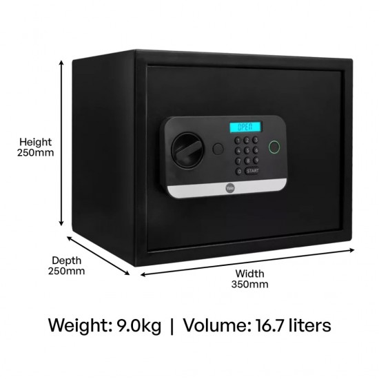 Yale Stellar 250/DB2 Biometric Safe Locker Fingerprint, PIN access, Manual Key, USB Port For Emergency 16.7Litres Yale Stellar 250/DB2 Biometric Safe Locker Fingerprint, PIN access, Manual Key, USB Port For Emergency 16.7Litres
