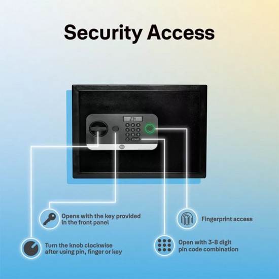Yale Stellar 250/DB2 Biometric Safe Locker Fingerprint, PIN access, Manual Key, USB Port For Emergency 16.7Litres Yale Stellar 250/DB2 Biometric Safe Locker Fingerprint, PIN access, Manual Key, USB Port For Emergency 16.7Litres