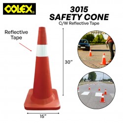 Colex RST-3015 Square Base Safety Traffic Cone C/W Reflective Tape 30'' (H) x 15'' (W)