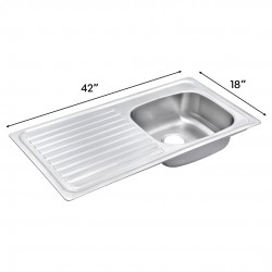 Sweet Home Aluminium Single Bowl Sink 18'' (W) x 42'' (L) Sweet Home Aluminium Single Bowl Sink 18'' (W) x 42'' (L)