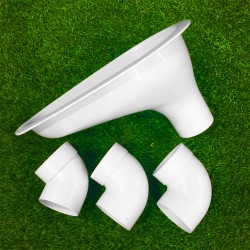 Techplas Plastic PP Latrine Bowl 5121 C/W PVC Elbow 3'' - White