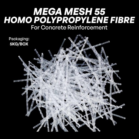 MEGA MESH 55 Homo Polypropylene Macro Synthetic Fibre For Concrete Reinforcement 5KG/BOX MEGA MESH 55 Homo Polypropylene Macro Synthetic Fibre For Concrete Reinforcement 5KG/BOX