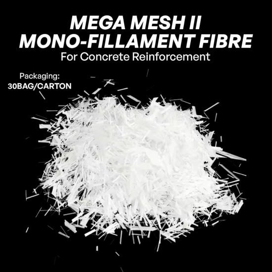 MEGA MESH II Mono-Fillament 100% Virgin Polypropylene Fibre For Concrete Reinforcement 600G (30BAG/CARTON)
