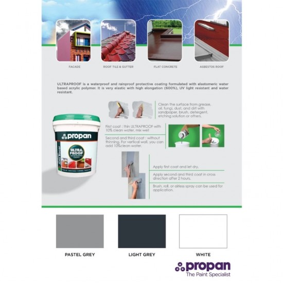 Propan Paint Ultraproof UPR-960 Elastomeric Waterproofing & Rainproofing Coating 20KG Propan Paint Ultraproof UPR-960 Elastomeric Waterproofing & Rainproofing Coating 20KG