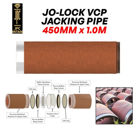 JPC Intan Jo-Lock Vitrified Clay Pipe (VCP) Jacking Pipe Trenchless 450MM (D) x 1.0M (L)