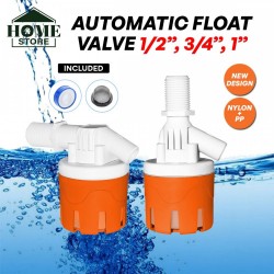 Home Store Eco Automatic Water Level Control Float Valve Top/Side Inlet Nylon + PP (Polypropylene) 1/2'', 3/4'', 1'' - Orange