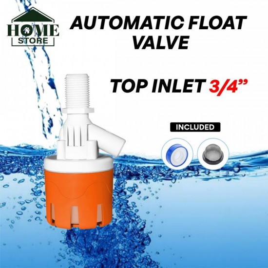 Home Store Eco Automatic Water Level Control Float Valve Top/Side Inlet Nylon + PP (Polypropylene) 1/2'', 3/4'', 1'' - Orange