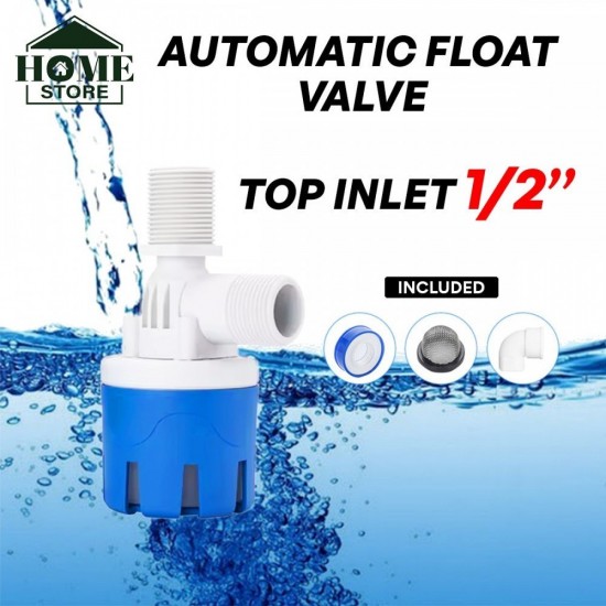 Home Store Automatic Water Level Control Float Valve Top/Side Inlet Nylon 1/2'', 3/4'', 1'' - Blue