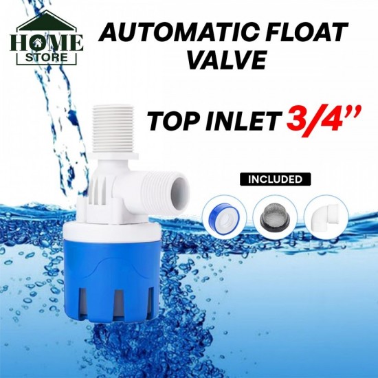 Home Store Automatic Water Level Control Float Valve Top/Side Inlet Nylon 1/2'', 3/4'', 1'' - Blue
