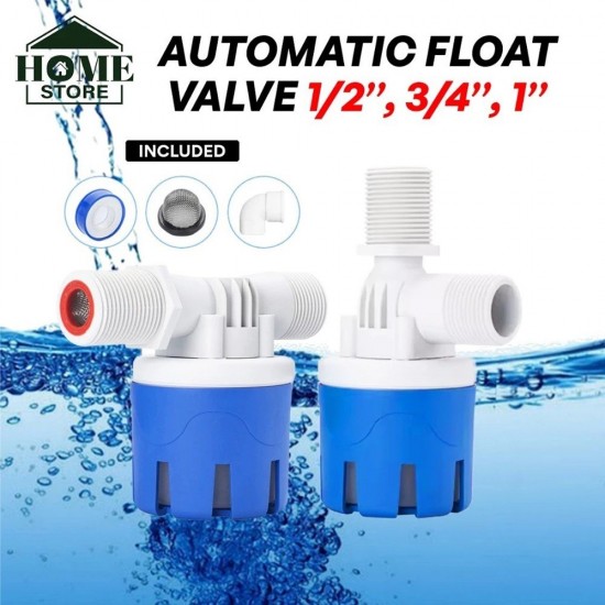 Home Store Automatic Water Level Control Float Valve Top/Side Inlet Nylon 1/2'', 3/4'', 1'' - Blue