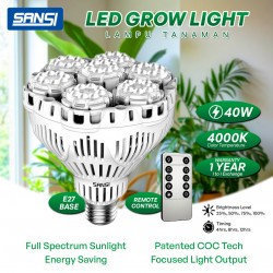 SANSI 40W LED Grow Light Bulb Daylight Full Spectrum Dimmable E27 Base With Remote Control 
