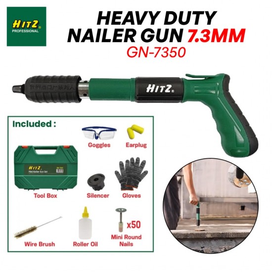 Hitz GN-7350 Heavy Duty Nailer Gun Set 7.3MM C/W Accessories Hitz GN-7350 Heavy Duty Nailer Gun Set 7.3MM C/W Accessories