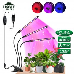 Home Store 'ILED' #AK0512 30W Adjustable 3-Tube Clip-On Light Holder Flexible Clip Clamp Indoor Plant LED Grow Light Red & Blue Spectrum