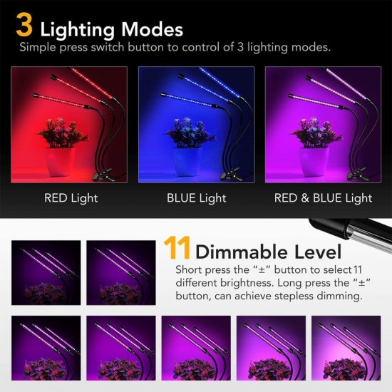 Home Store 'ILED' #AK0512 30W Adjustable 3-Tube Clip-On Light Holder Flexible Clip Clamp Indoor Plant LED Grow Light Red & Blue Spectrum Home Store 'ILED' #AK0512 30W Adjustable 3-Tube Clip-On Light Holder Flexible Clip Clamp Indoor Plant LED Grow Light Red & Blue Spectrum