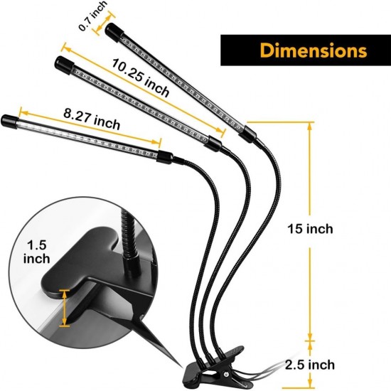 Home Store 'ILED' #AK0512 30W Adjustable 3-Tube Clip-On Light Holder Flexible Clip Clamp Indoor Plant LED Grow Light Red & Blue Spectrum Home Store 'ILED' #AK0512 30W Adjustable 3-Tube Clip-On Light Holder Flexible Clip Clamp Indoor Plant LED Grow Light Red & Blue Spectrum