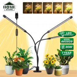 Home Store 'ILED' #AK0509 30W Adjustable 3-Tube Clip-On Light Holder Flexible Clip Clamp Indoor Plant LED Grow Light Full Spectrum