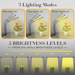 Home Store 'ILED' #AK0509 30W Adjustable 3-Tube Clip-On Light Holder Flexible Clip Clamp Indoor Plant LED Grow Light Full Spectrum