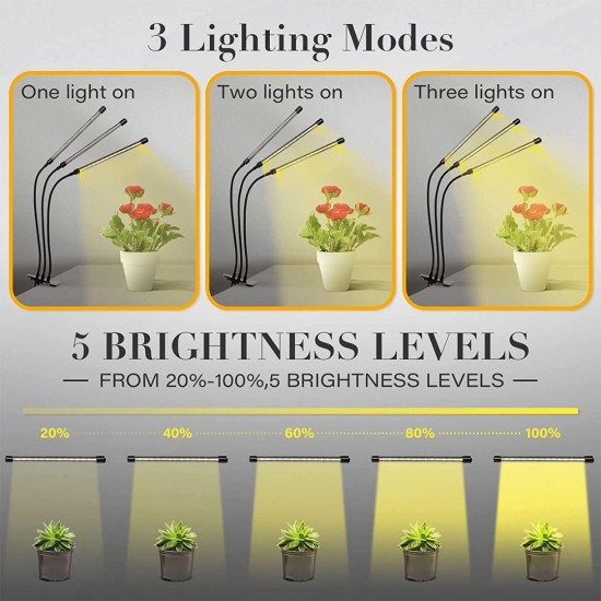 Home Store 'ILED' #AK0509 30W Adjustable 3-Tube Clip-On Light Holder Flexible Clip Clamp Indoor Plant LED Grow Light Full Spectrum Home Store 'ILED' #AK0509 30W Adjustable 3-Tube Clip-On Light Holder Flexible Clip Clamp Indoor Plant LED Grow Light Full Spectrum